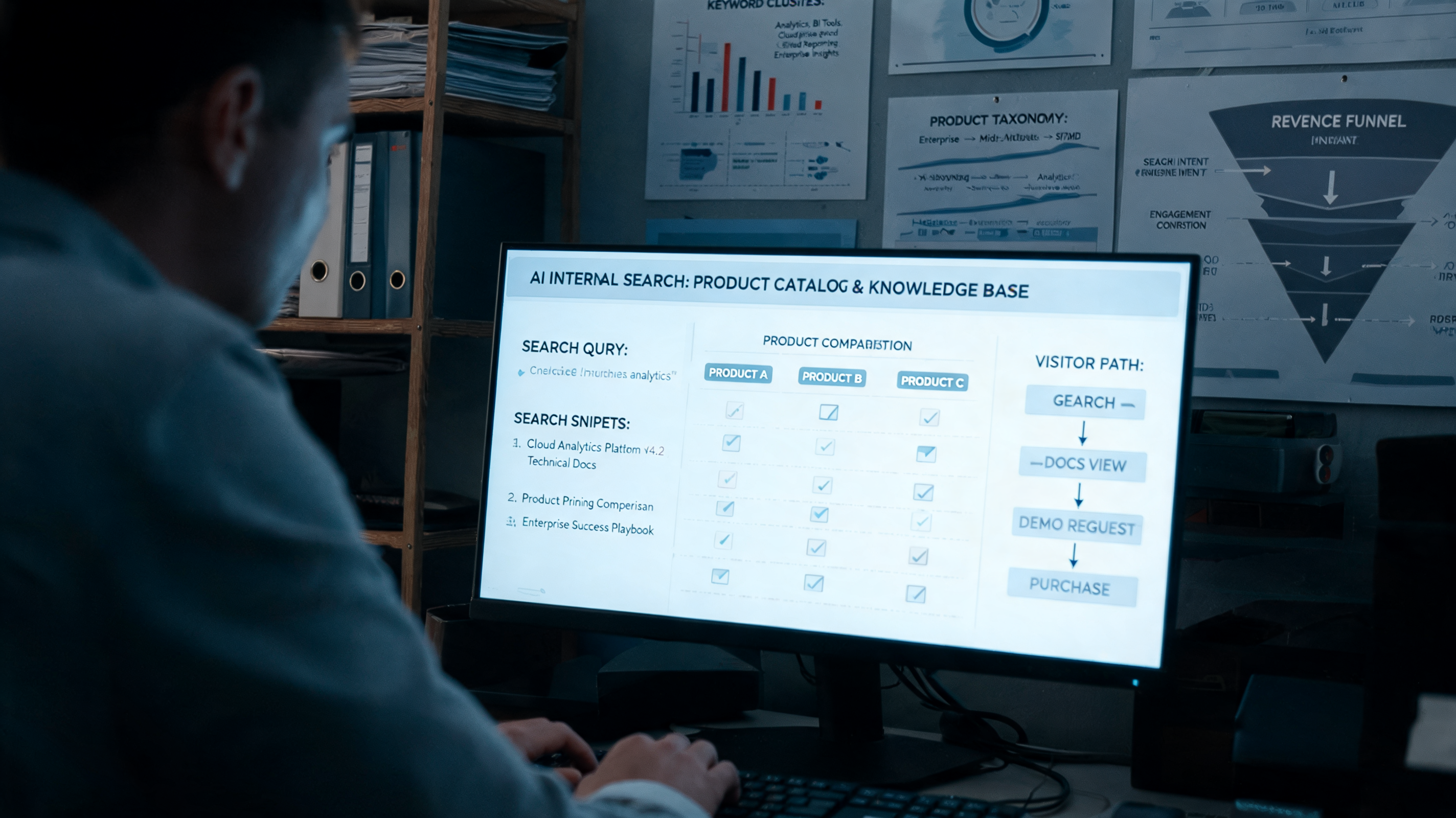 Content strategist using AI search and SEO optimization to improve product discovery and content marketing performance