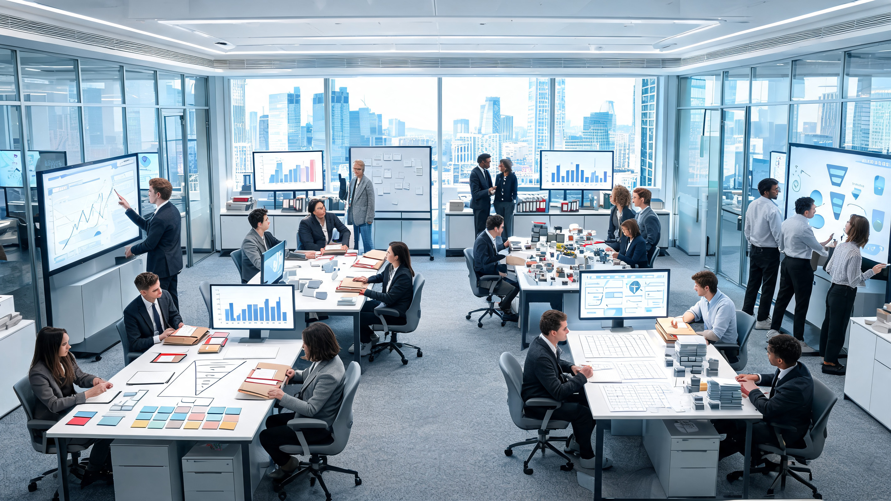 Cross-functional revenue team planning AI personalization plays for marketing automation and sales growth in a modern office