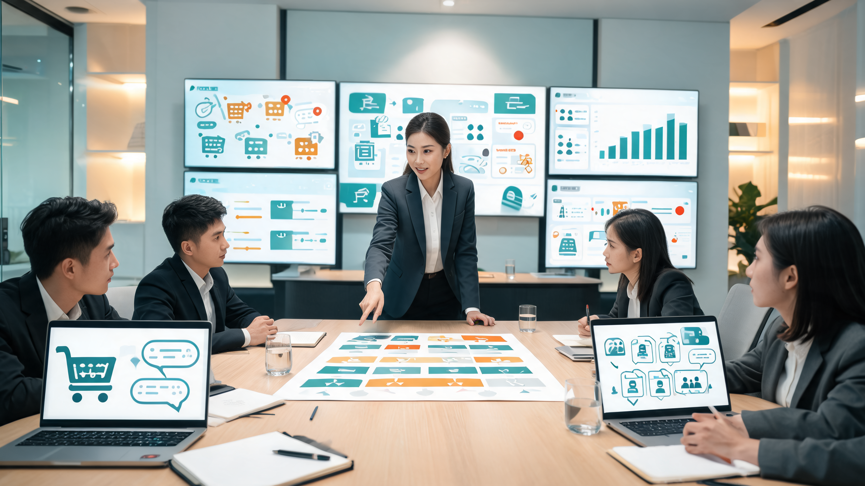 Revenue team using AI-assisted marketing automation to respond to customer intent across social media marketing and sales channels.